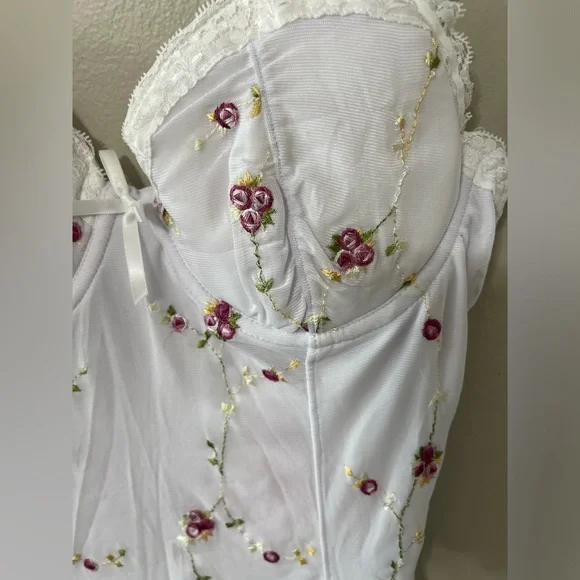 Sugar Thrillz White Floral Corset Mini Dress Coquette Fairycore Y2K NWT XL - Picture 11 of 11